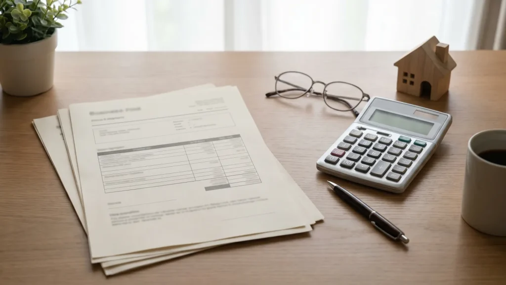 Documents de prêt et calculatrice pour estimer le coût de l'assurance