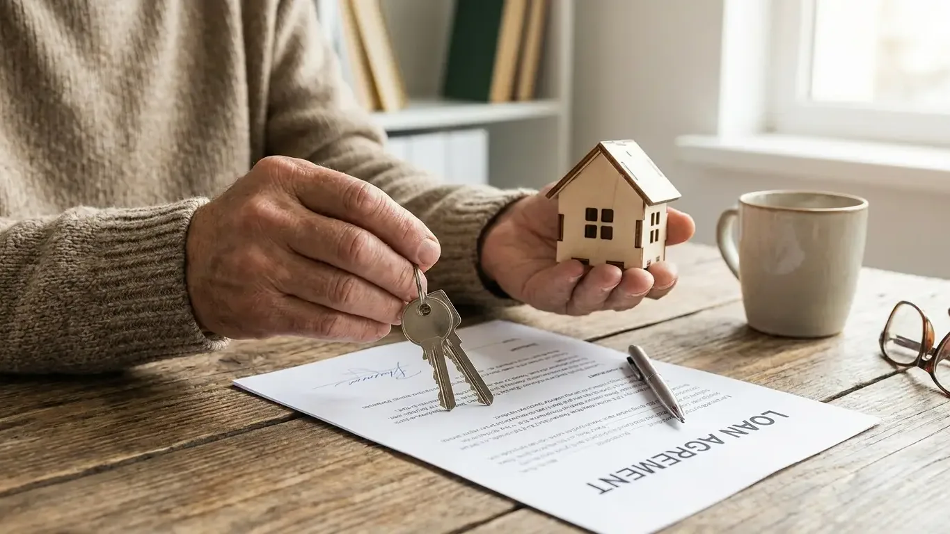 Clés de maison et contrat de prêt immobilier signé