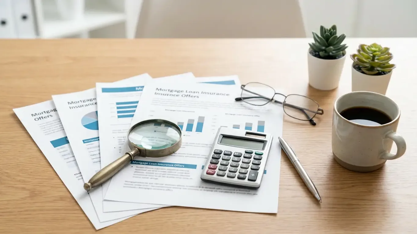 Plusieurs devis d'assurance de prêt comparés sur un bureau